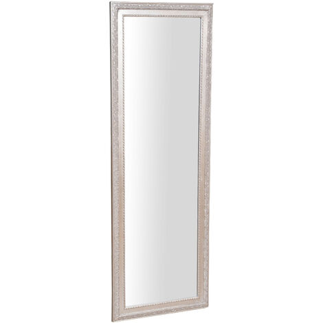 Specchio Specchiera da parete e appendere verticale/orizzontale L50xPR4xH140 cm finitura foglia argento anticato