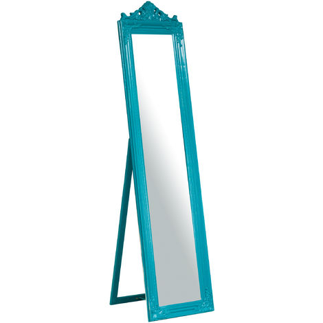 Specchio Specchiera Da Terra a Pavimento L43xPR3,5xH178 cm finitura azzurra.