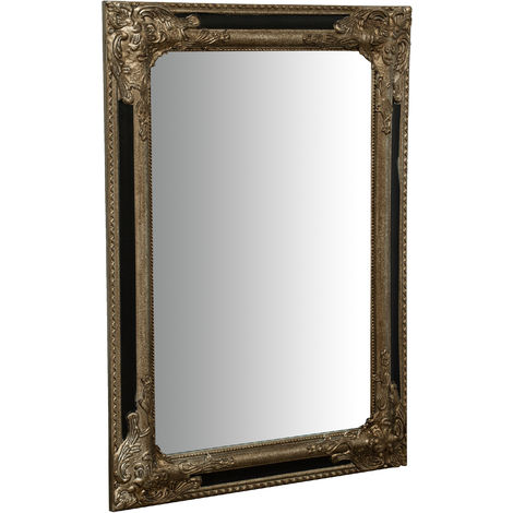 Specchio Specchiera Impero da parete e appendere verticale/orizzontale L50xPR4xH70 cm finitura argento e nero anticato