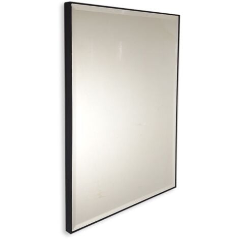 Specchio su misura con cornice nera e perimetro a bordi bisellati  fino a 140 cm  fino a 30 cm