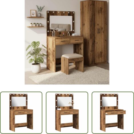 Specchio - Tavolo da Trucco con cassetto Legno vecchio 78,5 x 41 x 135 cm