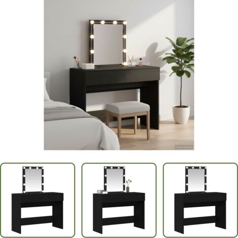 Specchio - Tavolo da Trucco con cassetto Rovere Nero 100 x 40 x 130 cm