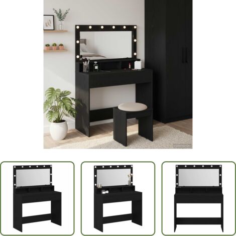 Specchio - Tavolo da Trucco con lo scaffale Rovere Nero 100 x 41 x 135 cm