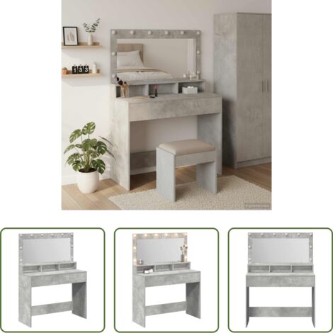 Specchio - Tavolo da Trucco con specchio Grigio cemento 100 x 41 x 135 cm