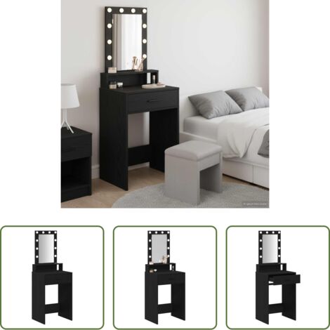 Specchio - Tavolo da Trucco Nero 50 x 41 x 140 cm Legno multistrato