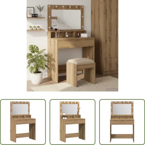 Specchio - Tavolo da Trucco Rovere artigianale 75,5 x 41 x 135 cm