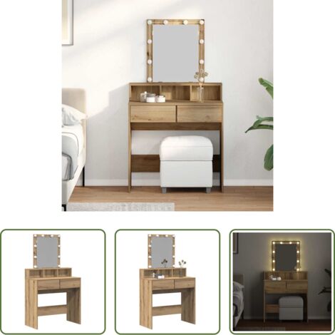 Specchio - Tavolo da Trucco rovere artigianale 80 x 41 x 144.5 cm