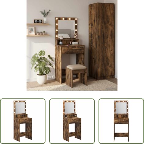 Specchio - Tavolo da Trucco Rovere fumé 50 x 41 x 135 cm Legno multistrato