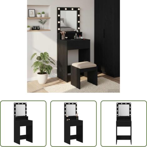 Specchio - Tavolo da Trucco Rovere Nero 50 x 41 x 135 cm Legno multistrato