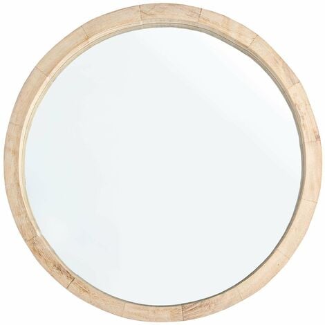 Specchio tiziano con cornice in legno shabby naturale ø 52 cm da bagno e soggiorno