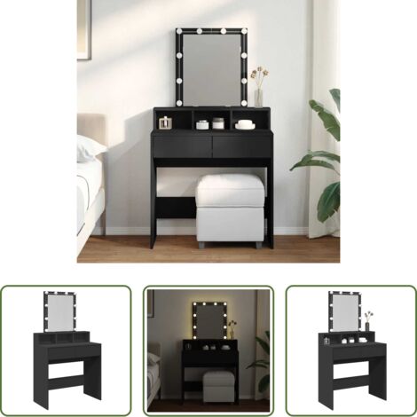 Specchio -  Toeletta con LED Nera 80x41x144,5 cm