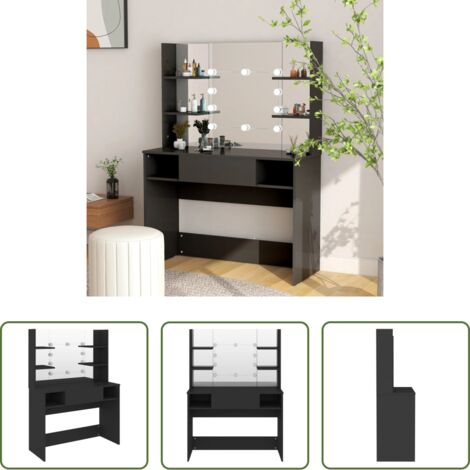 Specchio -  Toeletta con Luci LED 100x40x135 cm in MDF Nera