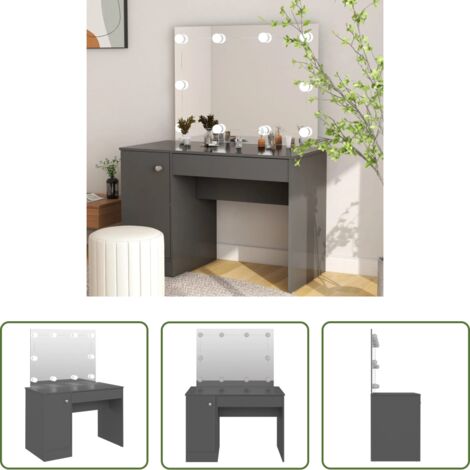 Specchio -  Toeletta con Luci LED 110x55x145 cm in MDF Grigia