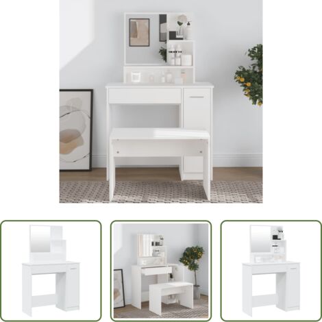 Specchio -  Toeletta con Specchio Bianco 86,5x35x136 cm