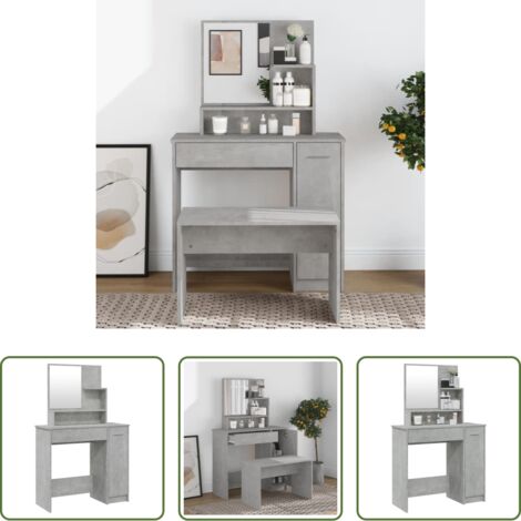Specchio - Toeletta con Specchio Grigio Cemento 86,5x35x136 cm