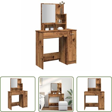 Specchio -  Toeletta con Specchio Legno Antico 86,5x35x136 cm