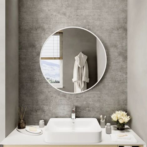 Specchio Tondo Ø 100 cm con Cornice Bianco Opaco