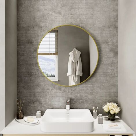 Specchio Tondo Ø 80 cm con Cornice Dorata