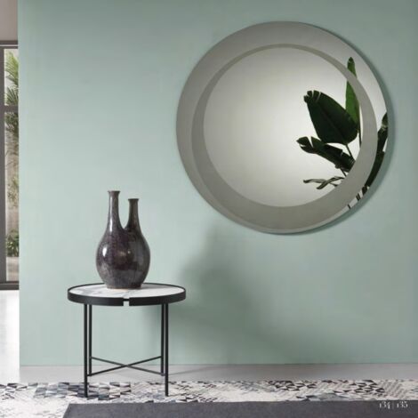 Specchio tondo con decorazione sabbiata D120 cm LEVI Fume'