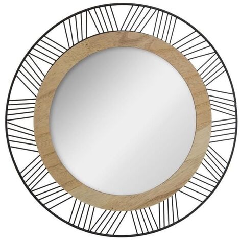 Atmosphera - Specchio rotondo in legno e metallo, Joe D45 cm