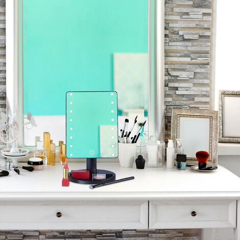 Specchio per trucco a LED con illuminazione a parete con interruttore e spina,10x specchio da bagno allungabile con doppio lato in ottone nichelato da 8 pollici con ingrandimento
