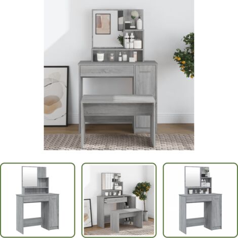 Specchio vanità - Toeletta con Specchio Grigio Sonoma 86,5x35x136 cm