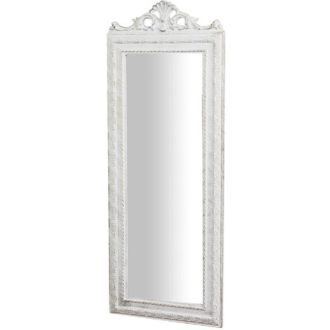 Specchio vintage da parete 90x35x4 cm Made in Italy Specchio shabby bianco anticato Specchio lungo da parete Specchio verticale