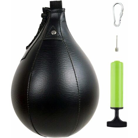Speed ​​Punch Bag en Cuir Speed ​​Ball Hanging Boxing Punching Ball, Boxe Speed ​​Ball Boxing Reflex Ball Bag avec Pompe pour Gym Boxing Sports Punch Bag Adult Kids Hommes Femmes