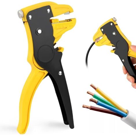 Spellafili automatico 2 in 1, spelafili elettrico multifunzione regolabile, pinza da taglio, strumento per riparazioni elettroniche e automobilistiche (giallo)