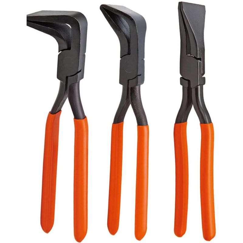 Spengler Lot de 3 pinces à plier, pince à tôle, droite à 0°, coudée à 45° et 90, longueur 280 mm, largeur de mâchoire 60 mm, acier au carbone noir
