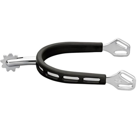 Speroni inglesi ultra fit extra grip in acciaio nero ricoperto in gomma con gambo 35 mm e rotella dentata