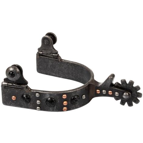 Speroni western in acciaio con con perle decorative e rotella dentata posteriore