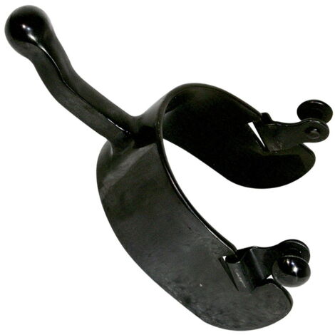 Speroni Western in ferro brunito a fascia larga con gambo a goccia 75 mm