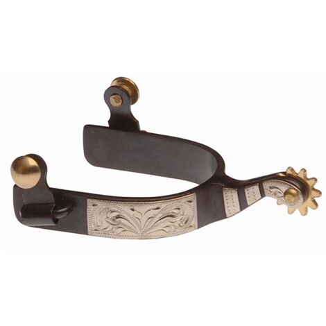 Speroni western in ferro nero con decorazione in inox
