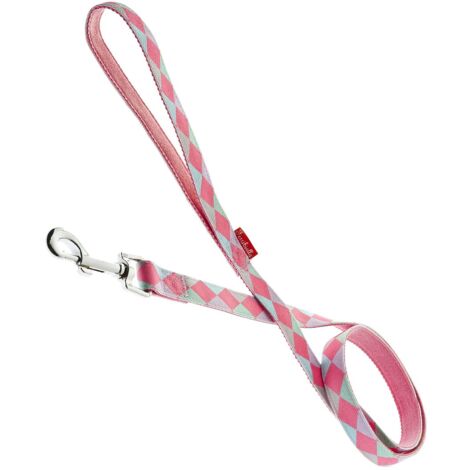 Spessore 2,5 cm Guinzaglio: Guinzaglio per cani nylon imbottito in neoprene rombi rosa
