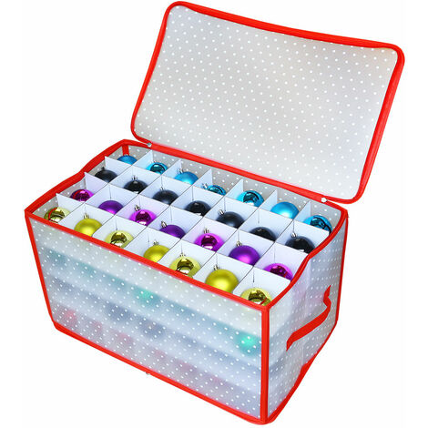 Spetebo – Boîte de rangement XL pour boules de Noël – 112 compartiments – dimensions 52,5x30x30cm – pliable et transparent
