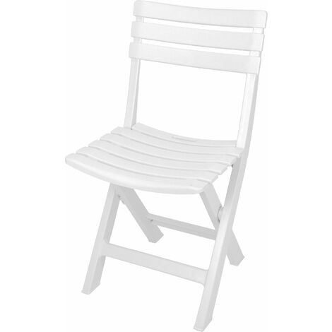 Spetebo – Chaise pliante en plastique blanc – Dimensions 80x45cm – Hauteur d'assise 44cm – Résistante aux intempéries – Pour balcon et jardin - 042980650