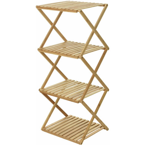 Spetebo – Étagère pliable en bois de bambou 4 étagères – Hauteur 94 cm – Dimensions 94x40x33,5 cm – Mécanisme pliant sans montage