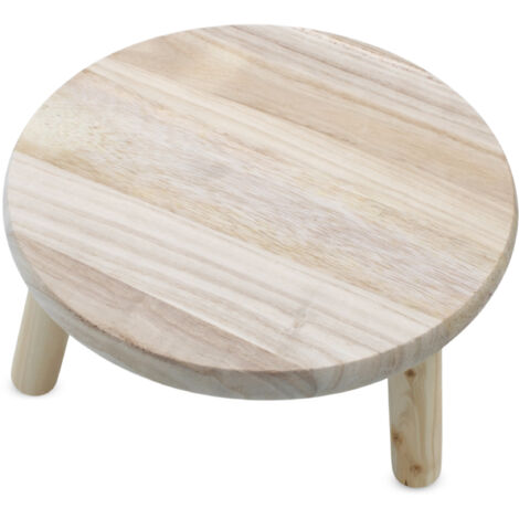 Spetebo Holz Blumenhocker Natur mit 3 Beinen - 29 x 15 cm - Massivholz Pflanzenständer rund naturbelassen