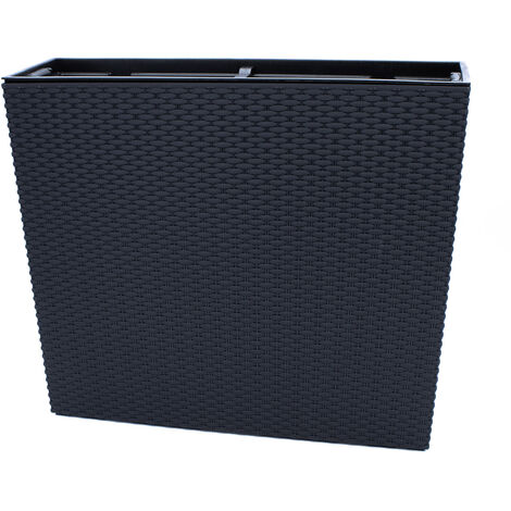 Spetebo – Jardinière XL anthracite aspect rotin 57 x 49 cm – Bac à plantes amovible – Résistant aux intempéries – Pour intérieur et extérieur