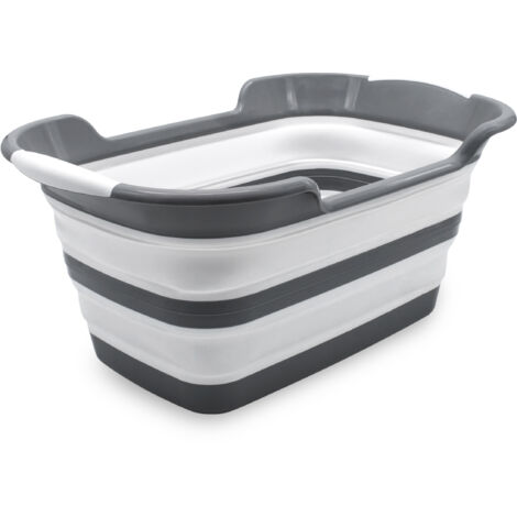 Spetebo – Panier à linge pliable 60x40 cm – Matière plastique/silicone – Capacité 27 litres – Hauteur plié 6,8 cm pour rangement compact