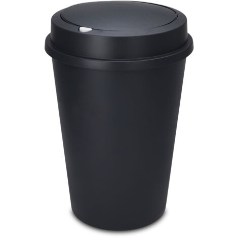 Spetebo – Poubelle à pédale anthracite 50L – Couvercle PUSH – Plastique recyclé 90% – Dimensions 58cm x 40cm – Pour cuisine et salle de bain