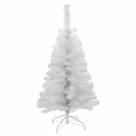 Spetebo – Sapin de Noël artificiel blanc 90 cm – Support inclus – Pliable pour rangement – Matériau plastique durable