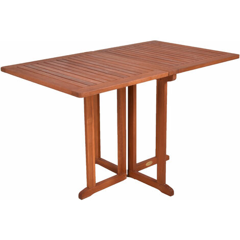 Spetebo – Table de jardin en bois d'eucalyptus huilé 120 x 70 cm – Pliable et rectangulaire – Résistante aux intempéries – 73 cm de hauteur