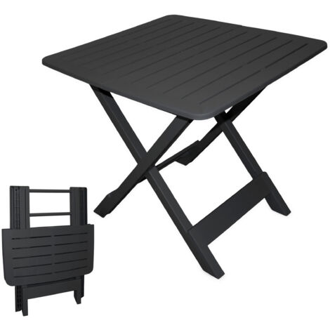 Spetebo – Table pliante anthracite 72 cm – Polyéthylène résistant aux intempéries – Design moderne et pliable – Table d'appoint jardin