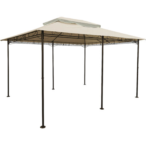 Spetebo – Toit de pavillon universel 3x4 m – Toile imperméable en PVC beige – Conduit de cheminée inclus – Dimensions 400 x 300 cm