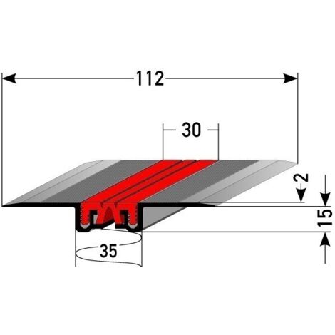 Spezial-Fliesenprofil "Staverden" Dehnungsfugenprofil für nachträglichen Einbau / Trennschiene für Fliesen mit grauer Silikoneinlage, mit wählbarer Fugenhöhe, Breite: 112 mm, aus Aluminium, gebohrt-0 