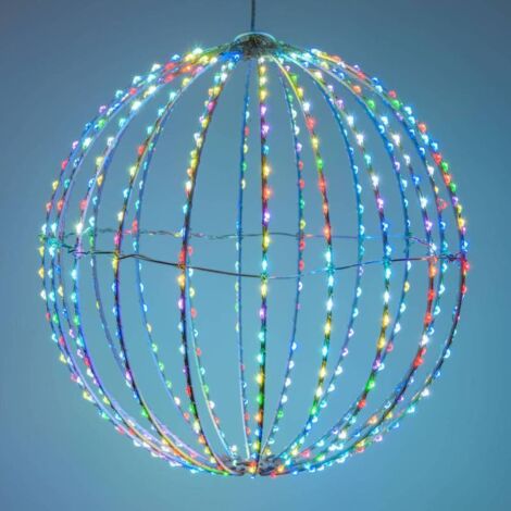 Sphère décorative 30 cm bianco silver MicroLED Multiflash RGB