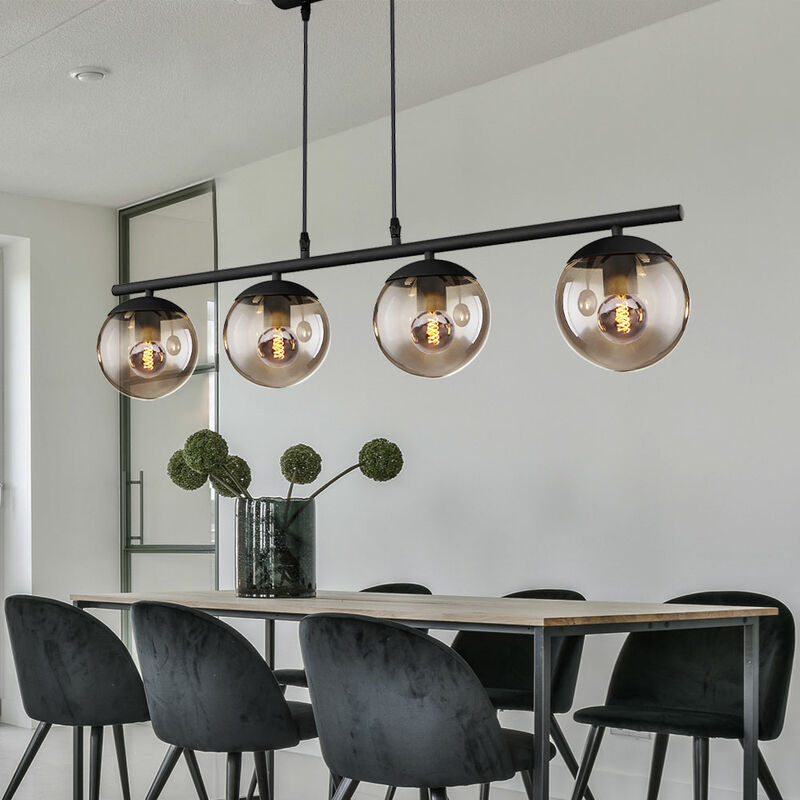 Etc-shop - Sphère design plafonnier suspension fumée salon éclairage lampe en verre noir mat