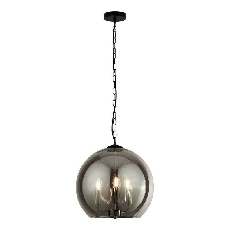 Searchlight - Sphere 3 Light Smoked Glass Ball Pendant - Black Chrome